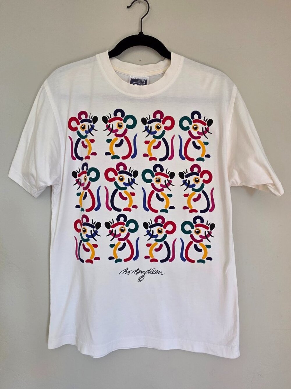Vintage 90s Bo Bendixen Denmark 16 Mice Pop Art Graphic Tee | Size S White